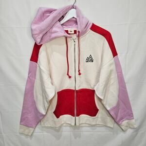 Levi's Women's Mainstay Hoodie Full Zip Red Lavender Cream Size Large